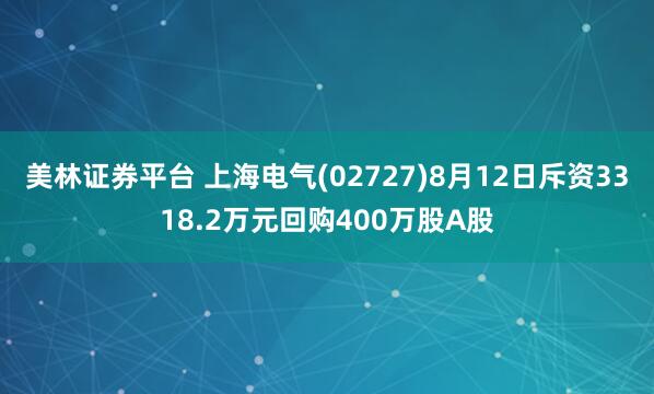 美林证券平台 上海电气(02727)8月12日斥资3318.2万元回购400万股A股